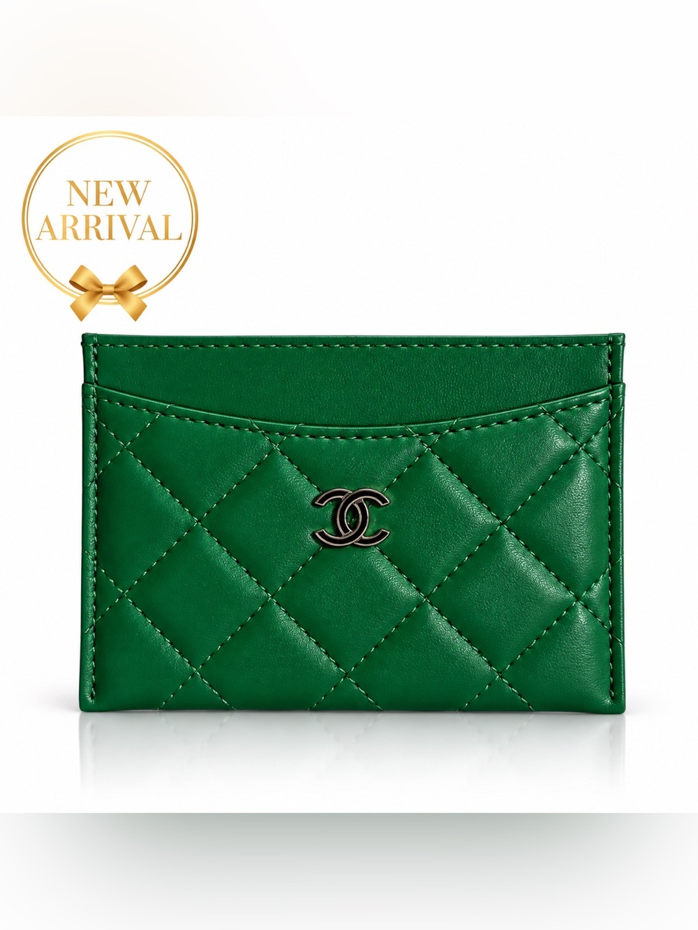 💚 Women’s Quilted Card Holder – Emerald Green 💚